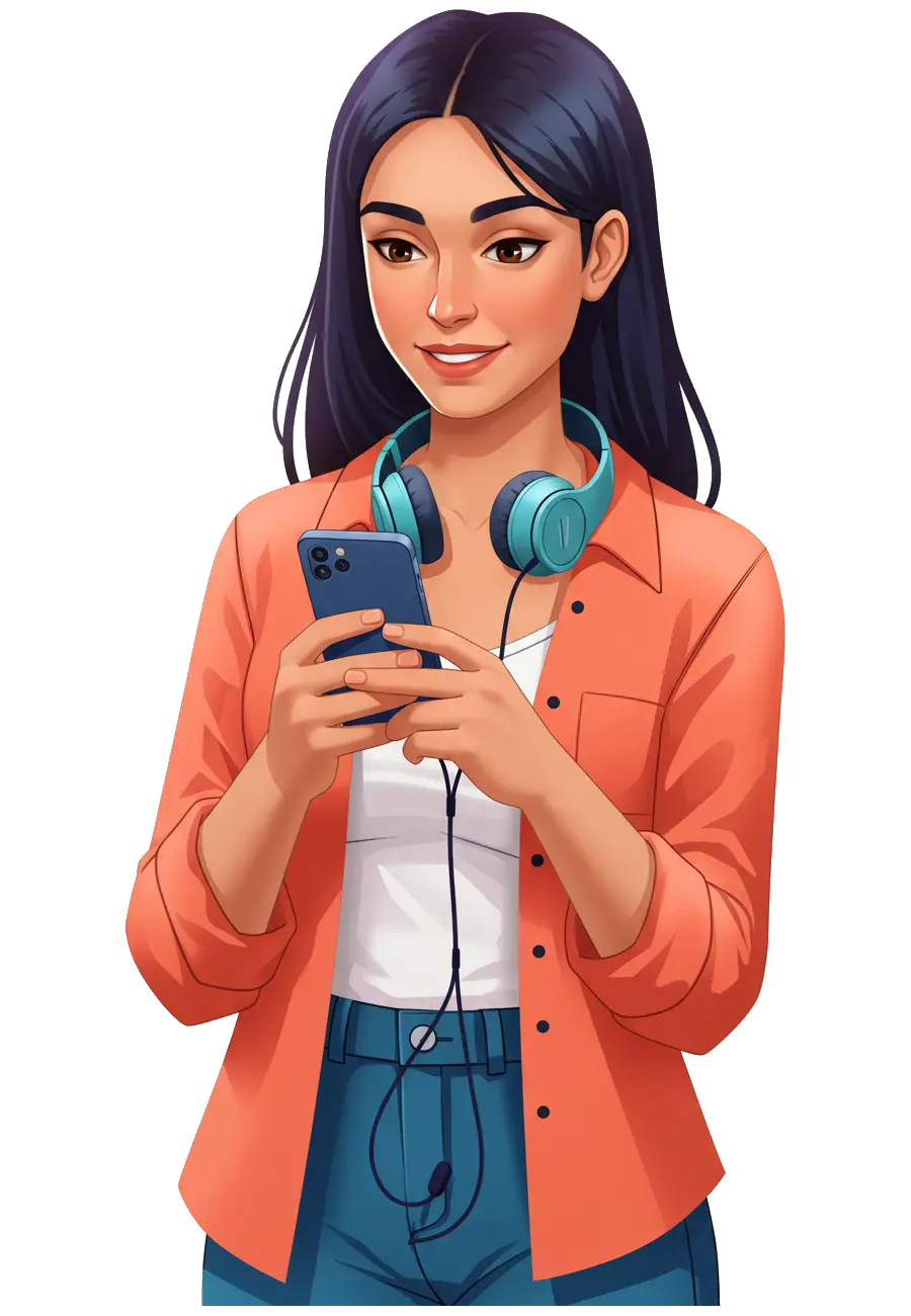 Joven viendo publicidad en su celular